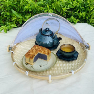 Premium Vietnamese BAMBOO <b>TRAY</b> with Mesh Cover Handwoven Serving <b>Basket</b> for Kitchen & Outdoor Use Vietnam Crafts - Product Image 6