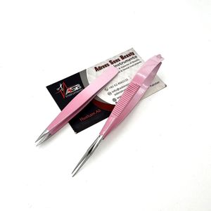 Pince à sourcils rose blanc Ombre avec logo personnalisé Ciseaux à ressort à sourcils inclinés en acier durable - Product Image 3