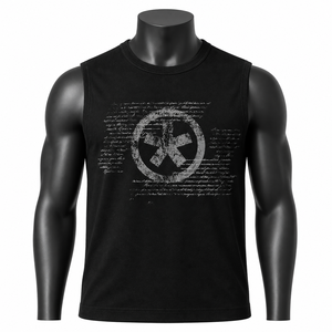 Camiseta sin mangas negra personalizada al por mayor para hombre, con estampado gráfico, de algodón, estilo urbano, para gimnasio, tipo chaleco muscular - Product Image 1