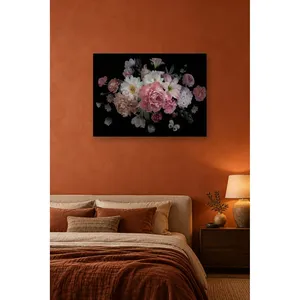 Impression sur toile Fida rose avec rose et papillon sur fond noir - Product Image 4