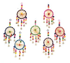 Rajasthani Jaipuri artisanat murs faits à la main portes suspendus Fengshui anneau 5 cloches pour la maison balcon jardin décoration articles - Product Image 1