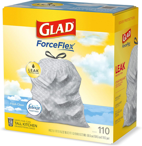 Glad ForceFlex Bolsas de basura de cocina de 13 galones de altura, obtiene un aroma original, frescura Febreze, 80 bolsas - Product Image 2