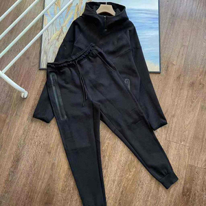 2025 nouveau Logo OEM Tech polaire à capuche veste hommes Jogging deux pièces ensemble costume vêtements de sport survêtements décontractés hommes costumes - Product Image 1