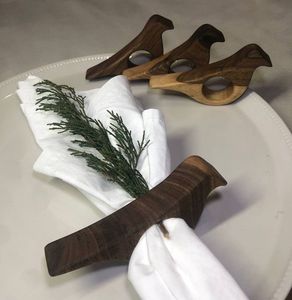 ชุดห่วงใส่ผ้าเช็ดปากทำจากไม้รูปทรงนกไม่เหมือนใครไม้สำหรับงานแต่งงานทำจากไม้กระดาษเช็ดปากโต๊ะ/ของตกแต่งปาร์ตี้ของขวัญขึ้นบ้านใหม่รับประทานอาหาร - Product Image 1