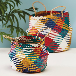 Large seagrass straw storage basket multi purpose use sea grass <b>belly</b> baskets with big size - Product Image 6