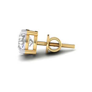 Boucles d'oreilles solitaires en or jaune 18 carats avec diamant - Product Image 2