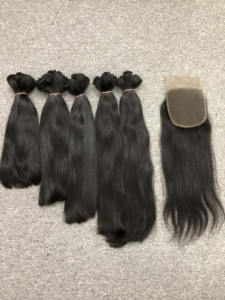 Tissage de cheveux Remy double trame pour femmes, cheveux vietnamiens, trame de cheveux, noir naturel, lisse - Product Image 4