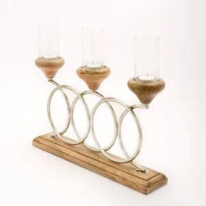 Portavelas hexagonal montado en la pared de Metal, candelabros votivos dorados para centros de mesa, portavelas de diseño moderno - Product Image 3