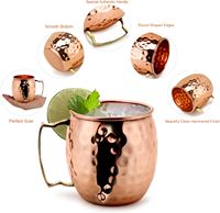 Venta al por Mayor de Tazas de Cobre Moscow Mule con Asa de Latón, Artículos de Regalo Corporativos para Fiestas, Vasos de Cerveza Metálicos para Bar