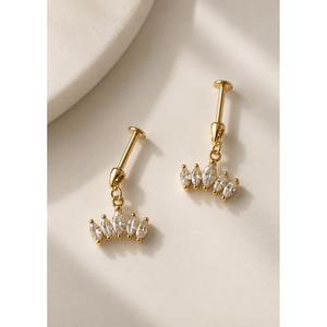 Marquise Cut Diamond Drop Hanging <b>Stud</b> Earrings - Product Image 3