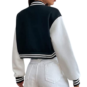 Veste universitaire de haute qualité avec logo personnalisé Letterman veste courte en laine pour femmes à col rabattu - Product Image 6