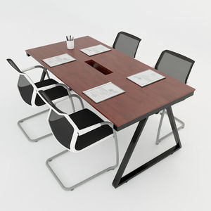 SFTV009 Table de réunion de petite taille au design moderne, bois et fer, forme carrée en forme d'échelle, pieds en acier de haute qualité à deux côtés - Product Image 2