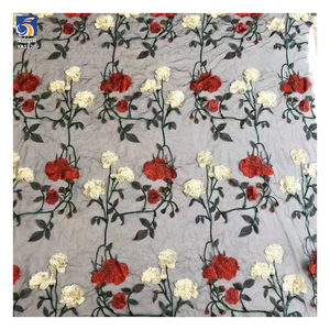 YX1120 tela de malla de flores bordadas multicolor cara bordado soluble en agua tela de tul de rosas grandes Francés parisino - Product Image 6