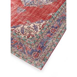 Tapis en laine vintage 9x12 rouge et orange, noué à la main, motif médaillon, pour salon ou couloir, tissage rectangulaire - Product Image 2