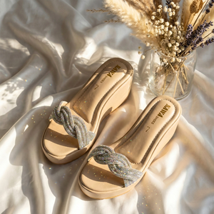 Sandalias de Plataforma con Tiras Trenzadas Brillantes 711 F, Sandalias de Tacón Abierto con Plantilla de Goma para Aumentar la Altura, Impermeables y Cómodas - Product Image 2