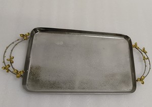 Bandeja decorativa para servir para el hogar, Hotel, restaurante, cocina y mesa, Color plateado, forma rectangular, bandeja para servir de latón y aluminio - Product Image 3