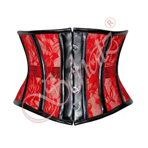 Waist Cincher Made Of Sheer Lace Fabric With Black Faux Leather Boning & Trims 2024 Customized Good Quality Corset