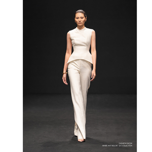 2025 nouveau Design femme chemise LILA sable JACQUARD PEPLUM sans manches sable Jacquard femmes vêtements élégant Logo personnalisé du Vietnam - Product Image 4