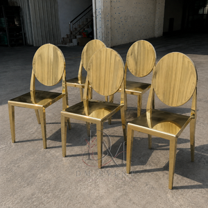 Chaise d'événement ronde en métal doré massif avec dossier en acier inoxydable pour mariages et banquets d'hôtel – Vente en gros de sièges - Product Image 2