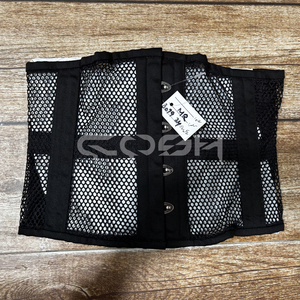 Corset serre-taille respirant en maille de coton noir, avec baleines en acier robustes, style Waspie - Product Image 2