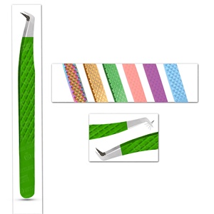 Extensiones de pestañas con punta de diamante desempolvada profesional, pinzas de acero inoxidable, capas finas gruesas, Punta puntiaguda - Product Image 3