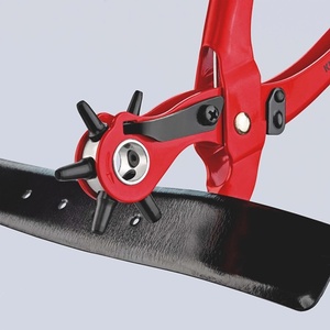 Alicates Perforadores Giratorios KNIPEX de 220 mm con Recubrimiento en Polvo Rojo, 5 Tamaños de Perforación de 2-4.5 mm, Herramienta para Perforar Cuero - Product Image 3