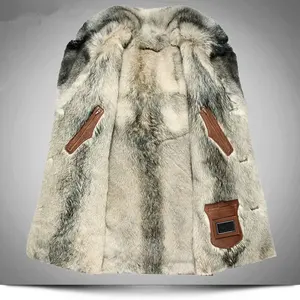 Genuine Leather Jacket Men Natural Wolf Fur Coat Winter Jacket