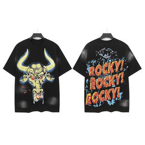 Camiseta de Manga Corta para Hombre, Estilo Americano, Marca Moderna, Corte Holgado, Lavada, con Estampado de Letras Vintage, Transpirable, A25AFY3695 - Product Image 3