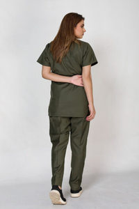 Ensemble d'uniformes de gommage d'allaitement en polyester/coton sur mesure de couleur verte armée - Product Image 5