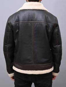 <b>B3</b> <b>Bomber</b> Leather Shearling Fur <b>Jacket</b> for Men-Waterproof Reversible Windproof Winter Motorbike Fashion - Product Image 5