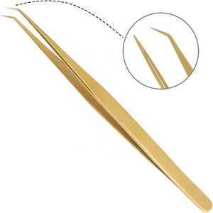 Vente en gros Pince à épiler professionnelle en acier inoxydable doré avec extension de cils Gray Rocks Quantité élevée avec pointe pointue - Product Image 5