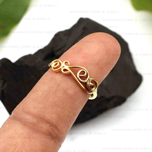 Classic Filigree Band <b>Ring</b> 925 Sterling Silver Statement <b>Plain</b> Boho Band 18K Micron Gold Plated Eternity Vermeil Fine Jewelry - Product Image 2