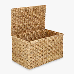 Modern <b>storage</b> <b>box</b> simple design water hyacinth container boxes handwoven <b>lidded</b> basket containers - Product Image 3
