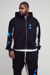 400 GSM ชุดวอร์มผ้าฝ้าย100% พิมพ์ลายพัฟพร้อมซิปมีฮู้ดไซส์ใหญ่พิเศษสำหรับฤดูหนาว - Product Image 3