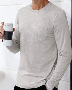 Logo personnalisé 100% coton T-shirt lourd pour hommes respirant coupe ajustée manches longues anti-rides col rond Streetwear confort - Product Image 3