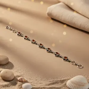 Nouveau bracelet pour femme en argent 925 et cornaline - Cadeau, fête, mariage et classique/tendance - Product Image 2