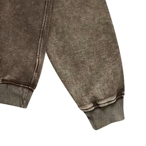 Sudadera con capucha lavada con ácido de algodón 100% de alta calidad para hombres patrón sólido peso pesado 500 Gsm para ropa de calle de invierno - Product Image 4