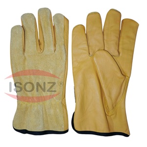 Guantes de trabajo de cuero para muebles de conducción suave de grano de vaca con logotipo personalizado ISONZ, superventas - Product Image 1