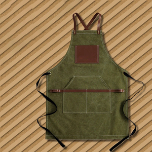 Tabliers uniformes de personnel Brandable Durable résistant aux taches à la mode sans manches conception de bavoir réutilisable Polyester coton toile - Product Image 5