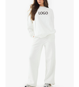 Conjunto Deportivo Holgado de Moda para Mujer, con Costuras Simples, Apliques Personalizados, Algodón French Terry, Cintura Doble, Cuello Redondo - Product Image 3