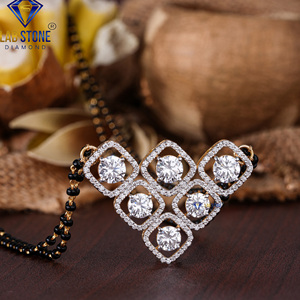3.672 TDW diamant taille ronde or jaune Mangalsutra par Labstone/Mangalsutra féminin/couleur EF-VS - Product Image 4