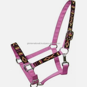 Licou de cheval en nylon 2 plis de haute qualité, conception de Navajo brodée entièrement réglable, licou perlé avec matériel en nickel - Product Image 6