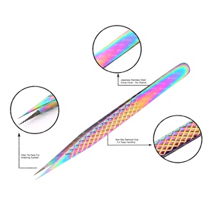 Pince à cils individuelle de type A avec logo personnalisé en acier inoxydable avec pointe pointue pour l'extension des cils et le ramassage des cils - Product Image 2