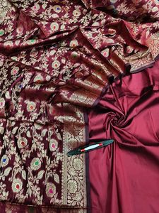 Saris en soie de brocart sur mesure fabriqués à partir de tissus en soie pure 100% avec des bordures zari dorées idéales pour la revente par les magasins de vêtements - Product Image 4