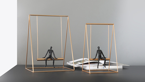 Ensemble de 2 sculptures de lecture humaine décoratives de Table, couleur or et noir, Table de maison créative, artisanat en métal - Product Image 3