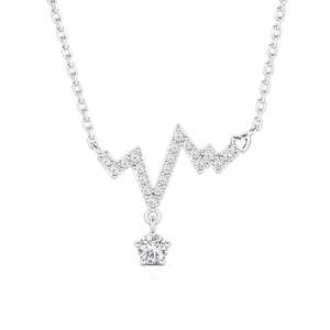 Jeulia Custom Heartbeat Necklace with Birthstone Diamond Pearl Alloy Link Chain - Product Image 1