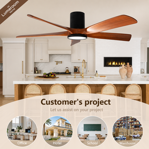 60 Inch Flush Mount <b>Ceiling</b> Fan with <b>Light</b>, Solid Wood Blades APP and <b>Remote</b> <b>Control</b> Quiet DC Motor Dimmable LED - Product Image 3