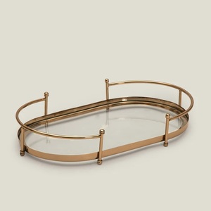 Plateau de présentation de service de nourriture en métal décoratif de table de conception moderne de forme ronde pour l'hôtel et le restaurant à la maison - Product Image 2