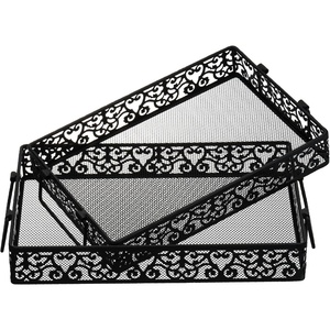 Bandeja de Servicio Metálica Rectangular Negra, Creativa, Duradera, Elegante, Moderna y Multifuncional para Bebidas y Aperitivos - Product Image 1
