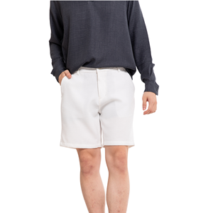 Shorts Bermuda en Coton Oxford Noir pour Homme, Taille Mi-Haute Élastique, Respirant, Décontracté avec Poches, Style Uni Tissé - Product Image 4